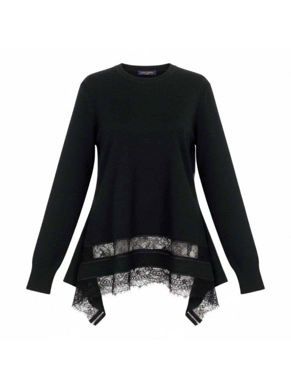 Louis Vuitton Ij 9 Asymmetric Lace Hem Knit Sweater Black Wool L
